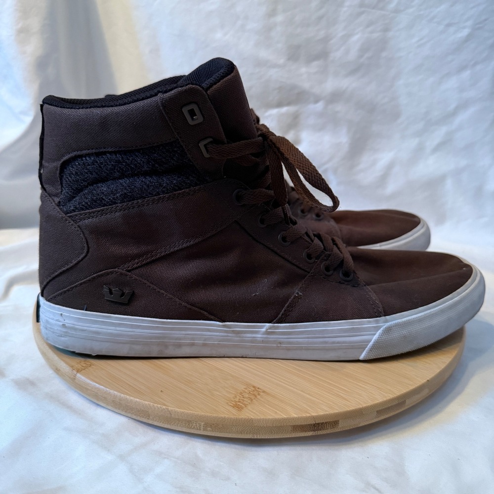 Supra Aluminum Mens Brown Canvas High Top Skate Sneakers 05662-214-M Size 13